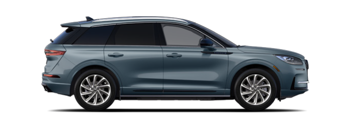 The passenger side of a Lincoln Corsair® SUV is shown in the Whisper Blue extra-cost exterior paint option. | Rydell Lincoln in Independence IA