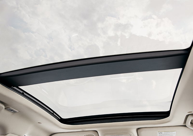 The available panoramic Vista Roof® is shown from inside a 2023 Lincoln Corsair® SUV. | Rydell Lincoln in Independence IA