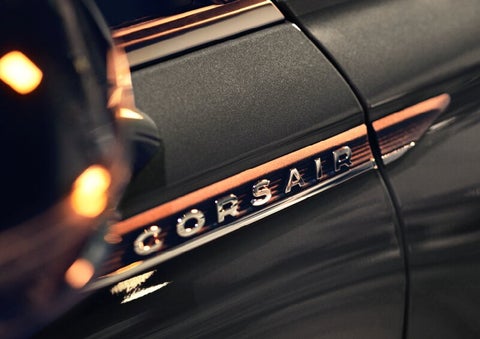 The stylish chrome badge reading “CORSAIR” is shown on the exterior of the vehicle. | Rydell Lincoln in Independence IA